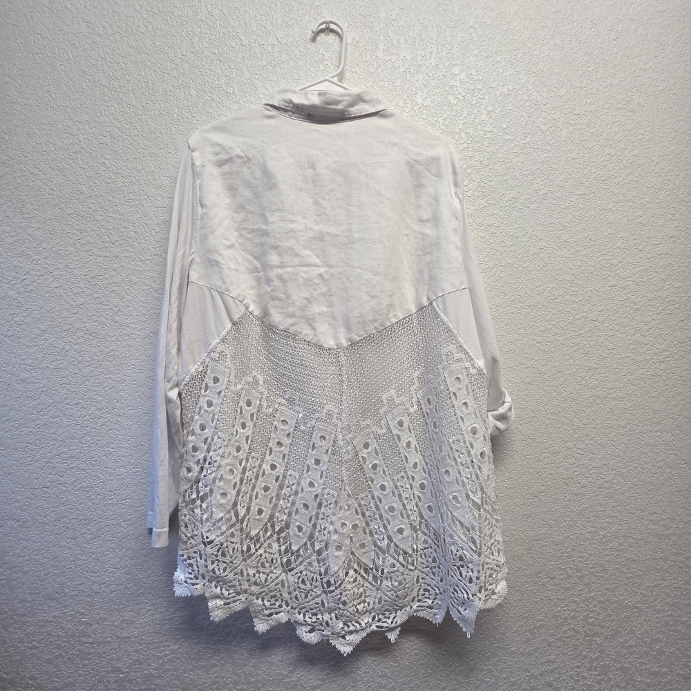 Soft Surrounding White Button-Up Lace Detail Shirt Size 1X - Picture 7 of 7